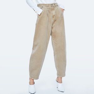 Zara Z1975 Slouchy High Waisted Khaki Tan Jeans 6